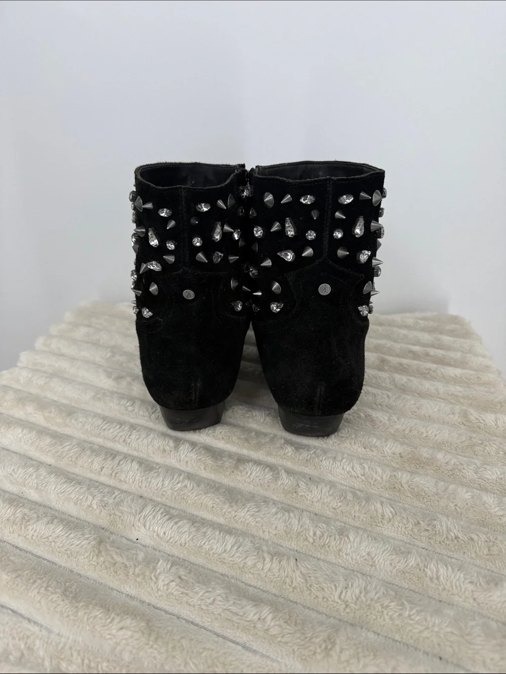 Sam Edelman Avril Black Suede Crystal-Embellished Women's Ankle Boots size 8M